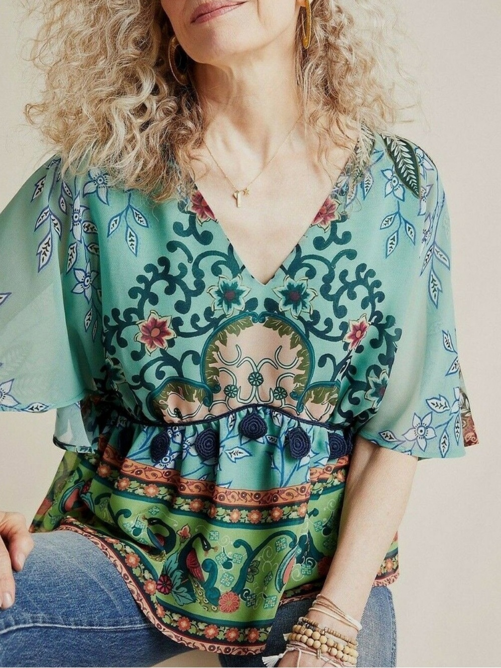 Farm Rio Anthropologie Peplum Idiya Top. Size Small.